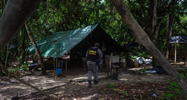 ₢ Ministério da Casa Civil/Divulgação / Forças de segurança federais prendem garimpeiros na Terra Indígena Yanomami.